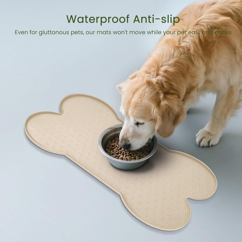PWTAA Dog Food Mat Anti-Slip Silicone Dog Bowl Mat Thicker Pet Placemat Waterproof Cat Feeder Pad with Raised Edge Puppy Kitten Feeding Mats Suitable Small Medium-Sized Dogs Cats Eating Tray - Image 3